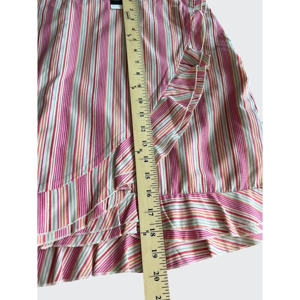 Venezia Womens Pink & White Striped Shorts Skirt With Ruffle Hem Size 22 - Picture 10 of 11